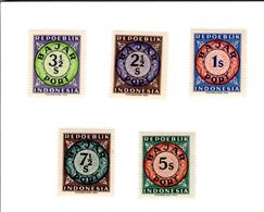 INDONESIA -  5 Timbres -  Bajar Port - 1S / 2.5S / 3.5S / 5S / 7.5S - Indonesia