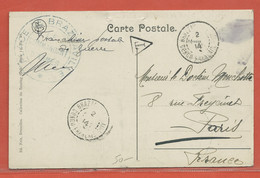 CONGO BELGE CARTE POSTALE EN FRANCHISE TAXEE DE 1914 DE BRAZZAVILLE POUR PARIS FRANCE - Cartas & Documentos