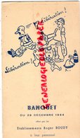 87- LIMOGES- RARE MENU LIBERATION BANQUET 29 DECEMBRE 1944-ETS ROGER BOUDY A SON PERSONNEL-ENTREPRISE CUIR ETUI PISTOLET - 1939-45
