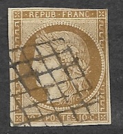 France  N° 1a Bistre Brun Signé Oblitéré Grille B/TB ......   - 1849-1850 Cérès