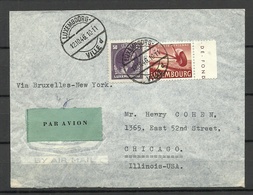 LUXEMBOURG Luxemburg 1946 Air Mail Letter To USA Chicago Michel 409 Etc. - Briefe U. Dokumente