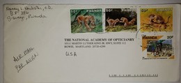 O) 1991 RWANDA, WILD ANIMALS, LEOPARDS FEMALE, THREE CUBS PLAYING - IN TREE - LEAPING FROM TREE, SELF HELP ORGANIZATIONS - Gebraucht