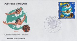 Enveloppe  FDC  1er Jour  POLYNESIE   Natation   5émes  Jeux  Du  Pacifique  Sud   1975 - FDC