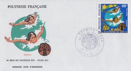 Enveloppe  FDC  1er Jour  POLYNESIE   Natation   5émes  Jeux  Du  Pacifique  Sud   1975 - Natation