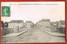 CPA 49- CHATEAUNEUF-sur-SARTHE-Route De La Gare - Circulée   Recto Verso-Paypal Sans Frais - Chateauneuf Sur Sarthe