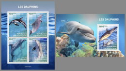 CENTRALAFRICA 2019 MNH Dolphins Delfine Dauphins M/S+S/S - OFFICIAL ISSUE - DH2009 - Dolphins