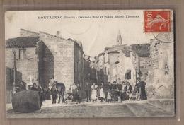 CPA 34 - MONTAGNAC - Grande Rue Et Place Saint-Thomas - TB PLAN TB ANIMATION CENTRE VILLAGE 1911 - Montagnac