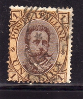 ITALIA REGNO ITALY KINGDOM 1889 RE UMBERTO I KING LIRE 1 LIRA BRUNO E GIALLO USATO USED OBLITERE' - Gebraucht