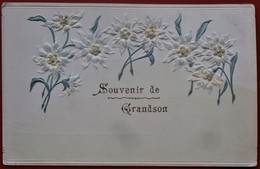 Delcampe - Cpa Fantaisie Gauffree GRANDSON Souvenir De Edelweiss Pas Courant - Grandson