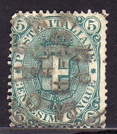 ITALIA REGNO ITALY KINGDOM 1891 1896 STEMMA SABAUDO COAT OF ARMS ARMOIRIES CENT. 5c USATO USED OBLITERE' - Gebraucht