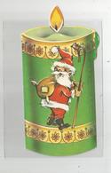 Cpm Système Découpis Bougie Pere Noel Carte Double 8x17 Cm Env - Met Mechanische Systemen