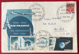France - Enveloppe Commémorative 20eme Anniversaire Premier Vol Paris New York - (B3182) - 1961-....