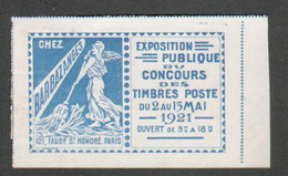 Erinophilie, Vignette Concours Des Timbres Postes 1921, Chez Barbazanges, Paris - Expositions Philatéliques