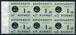 FINLAND 1949 Bus Parcel 1 Mk. Booklet Pane Of 6 Stamps MNH / **.  Michel 1 - Bus Parcels / Colis Par Autobus / Pakjes Per Postbus