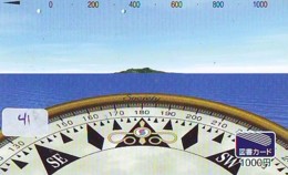 Compass Boussole Kompaß Kompas Sur Telécarte JAPAN (41) East West South North - Astronomùia