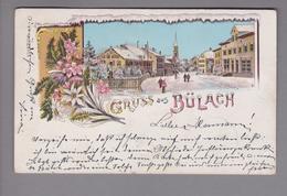 AK CH ZH Bülach 1900-03-05 Litho Glitzer Winter - Bülach