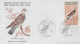 Enveloppe  FDC  1er  Jour  TERRITOIRE  FRANCAIS   Des   AFARS  Et  ISSAS   Oiseau   Colombe  1975 - Piccioni & Colombe