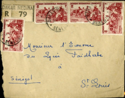 DAKAR MEDINA 1948 LETTRE RECOMMANDEE Pour SAINT LOUIS SENEGAL Bel Affranchissement - Storia Postale