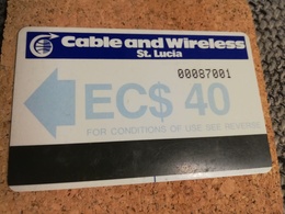 ST LUCIA    $ 40 CABLE & WIRELESS FIRST ISSUE MAGNET CARD   Prepaid    Fine Used Card  ** 220** - Sainte Lucie