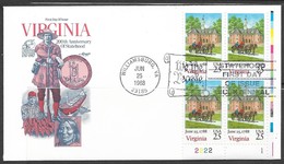 US   1988  Sc#2345  25c Virginia Horse Drawn Carriage Block On FDC - 1981-1990