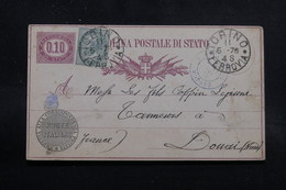 ITALIE - Entier Postal + Complément De Torino Pour La France En 1878 - L 55390 - Interi Postali