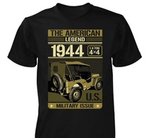 T SHIRT Noir JEEP THE AMERICAN LEGEND US WW2  WILLYS FORD 4X4 MB GPW M 201 TEE - Vehicles