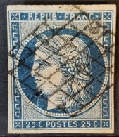FRANCE 1850 - Canceled - YT 4 - 25c - Small Damage Below Chin! - 1849-1850 Ceres
