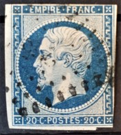 FRANCE 1854 - Canceled - YT 14Aa Bleu Foncé - 20c - 1853-1860 Napoléon III