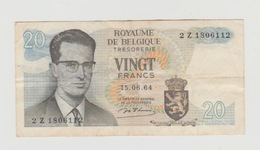 Used Banknote Belgie-belgique 20 Frank 1964 - Andere & Zonder Classificatie