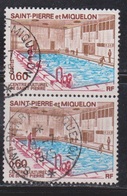 ST PIERRE & MIQUELON Scott # 429 Used Pair - Indoor Swimming Pool - Used Stamps