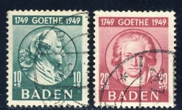 1949 Germany Baden10+5 & 20+15 Pfennig "Goethe" Used Michel 48 & 49 - French Zone