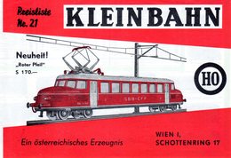 Catalogue KLEINBAHN 1964 HO Preisliste 21 HO 1/87 - Duits