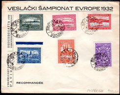 YUGOSLAVIA 1932 Rowing Championship Used Set On Unaddressed Cover - Lettres & Documents