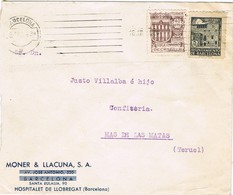 36067. Carta Comercial HOSPITALET De LLOBREGAT (Barcelona) 1944. Sello Recargo Exposicion - Barcelona