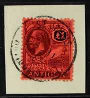 1922 £1 Purple And Black On Red, Geo V, SG 61, Superb Used On Piece With Central "St Johns" Cds Cancel. For More Images, - Autres & Non Classés