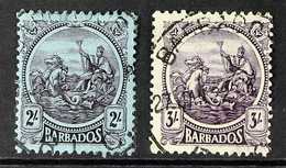 1921 2s Purple On Blue And 3s Deep Violet, Badge Of The Colony, SG 227/8, Fine Used. (2 Stamps) For More Images, Please  - Barbados (...-1966)