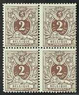 1888 2c Chocolate Numeral (SG 69, Michel 48, COB 44), Fine Mint (two Stamps Are Never Hinged) BLOCK Of 4, Very Fresh. (4 - Other & Unclassified