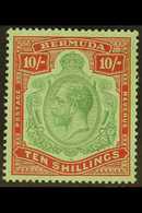 1924-32 10s Green & Red On Pale Emerald, Wmk Script CA, SG 92, Very Fine Mint. For More Images, Please Visit Http://www. - Bermuda