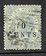 1888 50c On 1s Grey, Wmk CA, Surcharged Locally, SG 30, Fine Used. Sismondo Photo Cert. Scarce Stamp. For More Images, P - Honduras Britannico (...-1970)