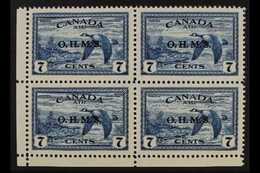 OFFICIALS 1949 7c Blue Air "O.H.M.S." Overprint, SG O171, Never Hinged Mint Lower Left Corner BLOCK Of 4, Very Fresh. (4 - Autres & Non Classés