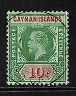 1912 10s Deep Green And Red On White Back, Wmk MCA, SG 52b, Very Fine Cds Used.  For More Images, Please Visit Http://ww - Cayman Islands
