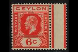 1912-25 1912-25 6c Pale Scarlet WATERMARK SIDEWAYS Variety, SG 305a, Never Hinged Mint, With Gutter Margin At Right, Ver - Ceylon (...-1947)