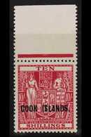 1936 10s Carmine Lake Arms On Cowan Paper, SG 120, Fine Never Hinged Mint, With Sheet Margin At Top. For More Images, Pl - Cook Islands