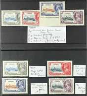 1935 Silver Jubilee, SG 144/147, Two Complete Sets Showing A Range Of Identified Unlisted MINOR VARIETIES, Fine Mint. (8 - Altri & Non Classificati