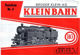 Catalogue KLEINBAHN 1962 Preisliste N.6 HO Ausgabe Für Die Schweiz Preis CHF - German