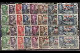 1944-45 All Four Overprinted Sets, SG A1/8, B1/8, C1/8 & D1/8, Never Hinged Mint (32 Stamps) For More Images, Please Vis - Falkland Islands