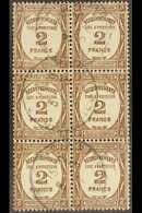 POSTAGE DUES 1927-31 2f Bistre-brown (Yvert 62, SG D461), Fine Cds Used BLOCK Of 6, Fresh & Scarce. (6 Stamps) For More  - Altri & Non Classificati