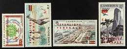 CAMEROONS 1961 Reunification Surcharged Type II (small Surcharges) Complete Set, Yv 328a, Airs 49a/51a, Scott 351a & C38 - Other & Unclassified