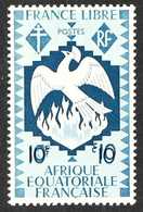 FRENCH EQUATORIAL AFRICA 1941 10c Blue-grey With Double Impression Of Value, Yvert 142a, Never Hinged Mint. For More Ima - Autres & Non Classés