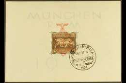 1937 "Brown Ribbon Of Germany" Miniature Sheet (Mi Block 10, SG MS637a) Used With "Munchen-Riem" Special Cancel. For Mor - Altri & Non Classificati